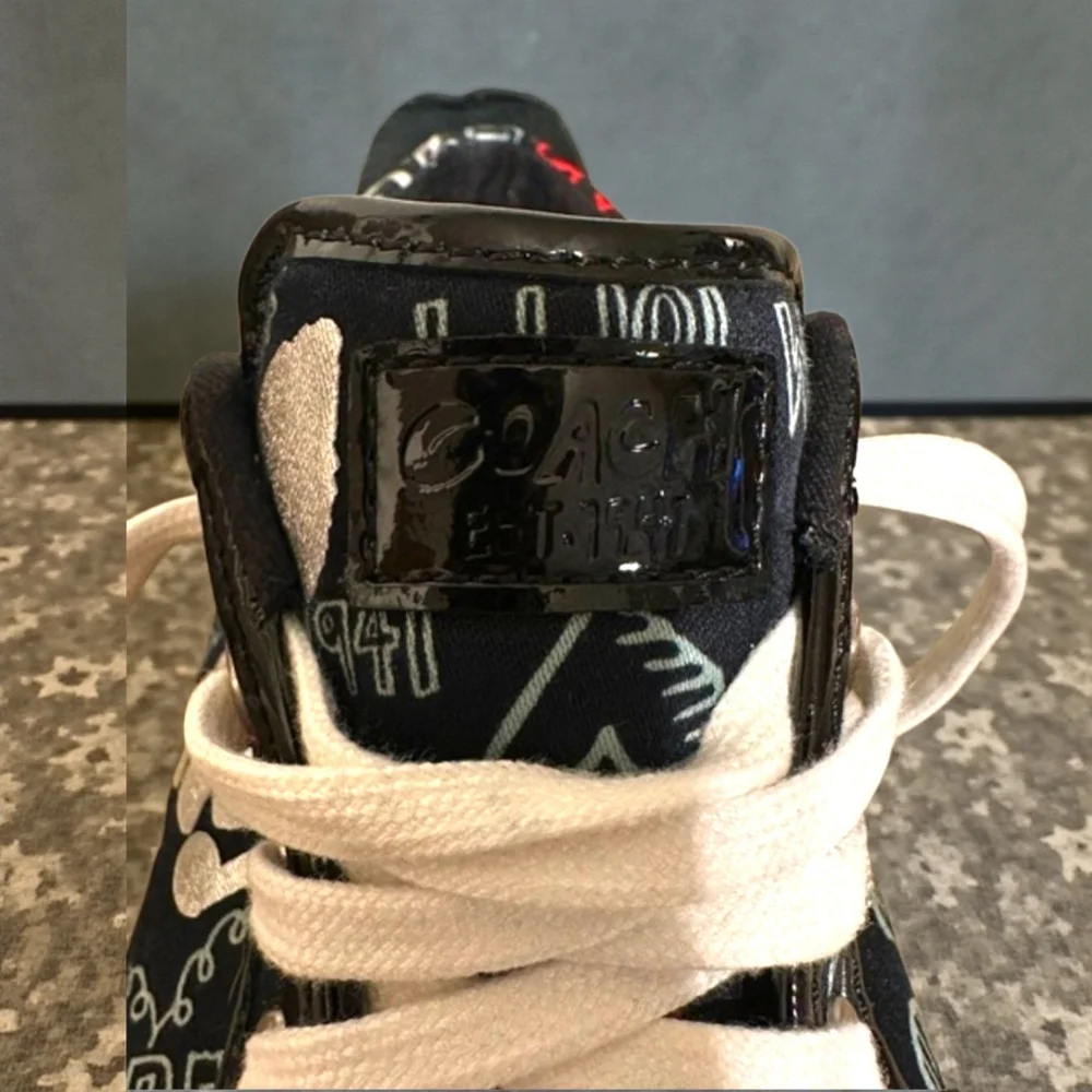Coach Poppy Black, White and Red Sneakers W-6 EUC - Picture 7 of 12